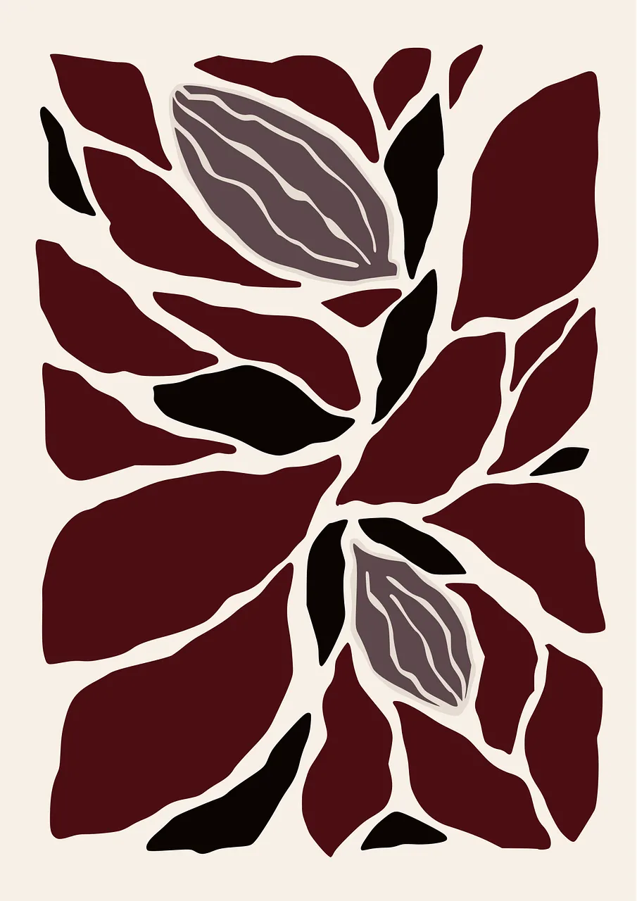 Abstract Cacao Pod Art: Earthy Botanical Elegance