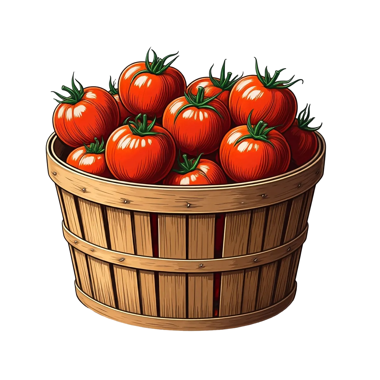 Vibrant Red Tomatoes: Fresh Harvest in a Rustic Basket