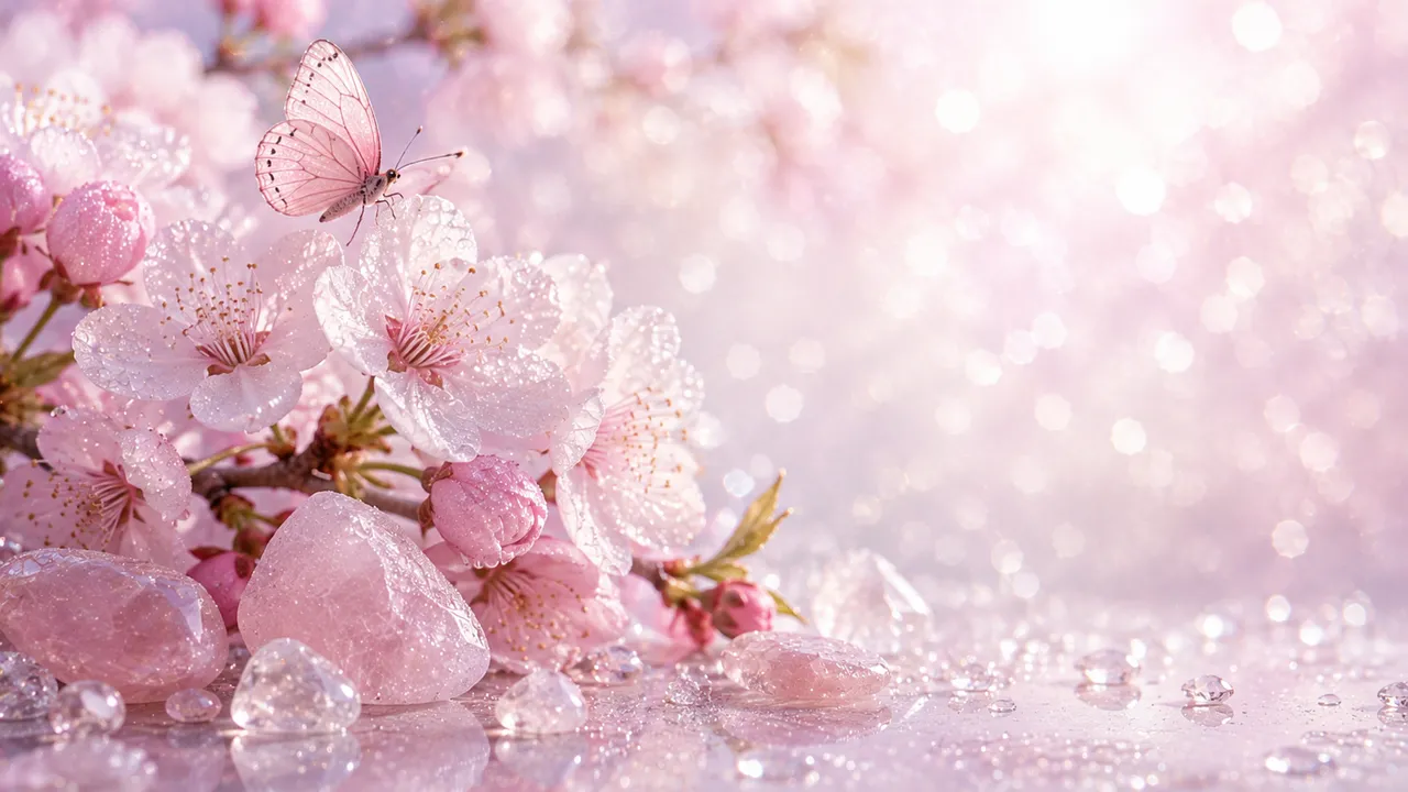 Sparkling Sakura Dream: Pink Butterfly & Crystal Serenity