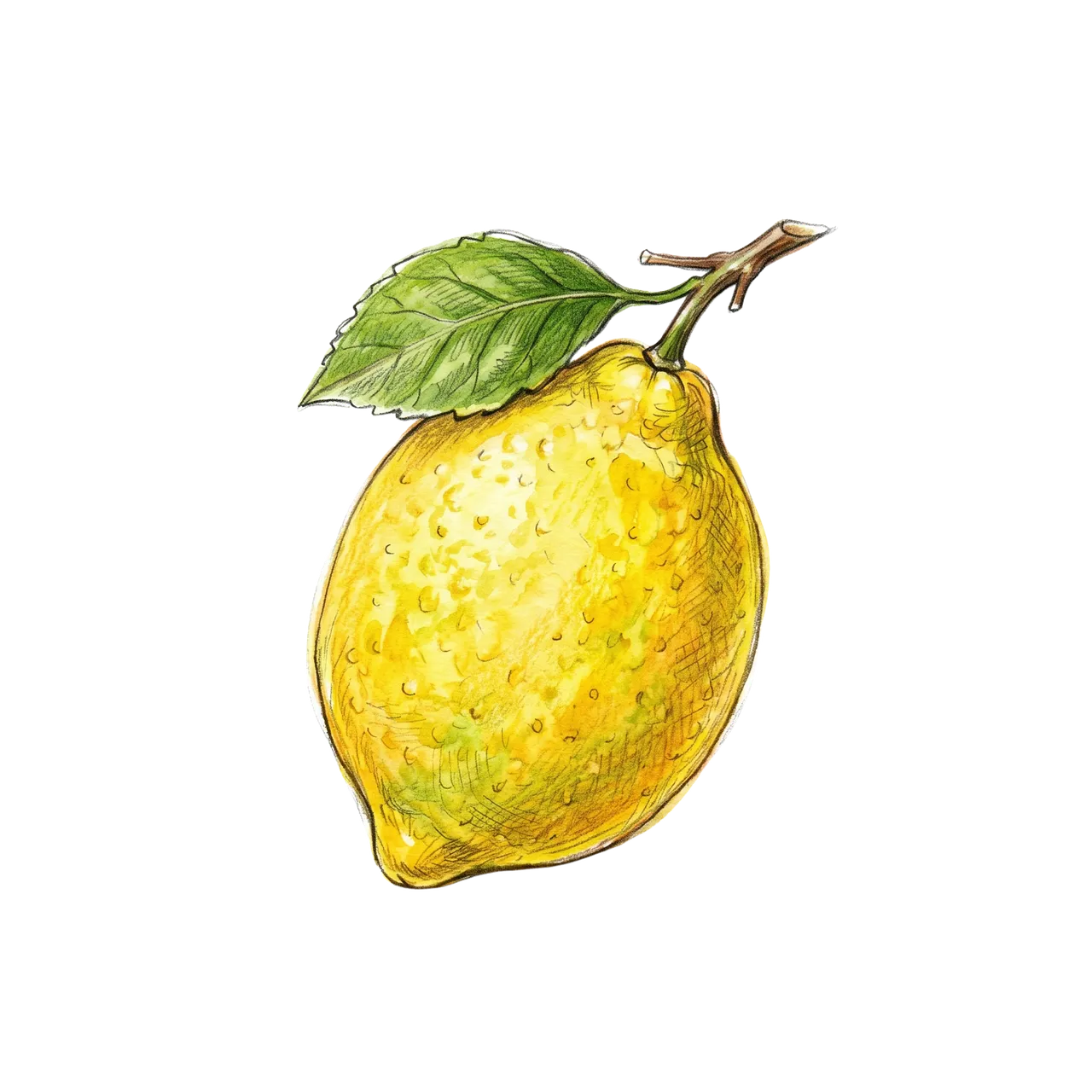 Vivid Hand-Drawn Lemon Illustration on Black Background