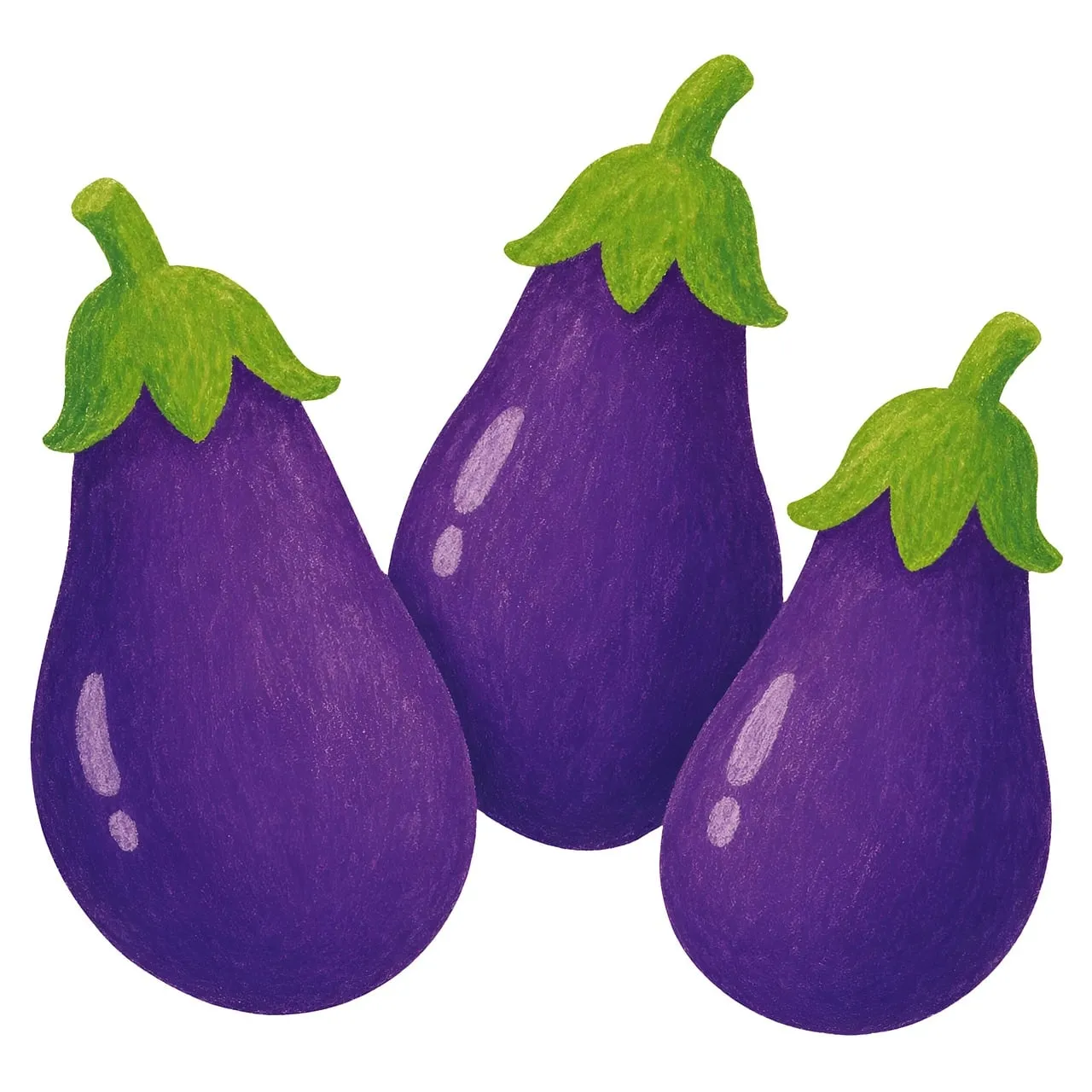 Vibrant Purple Eggplants: Hand-Drawn Digital Art