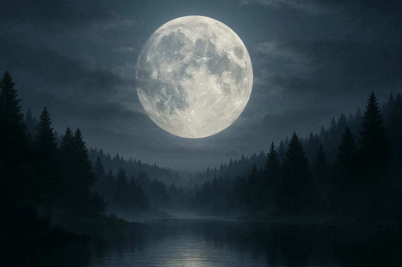 Enchanting Night: Majestic Moonlit Forest Lake