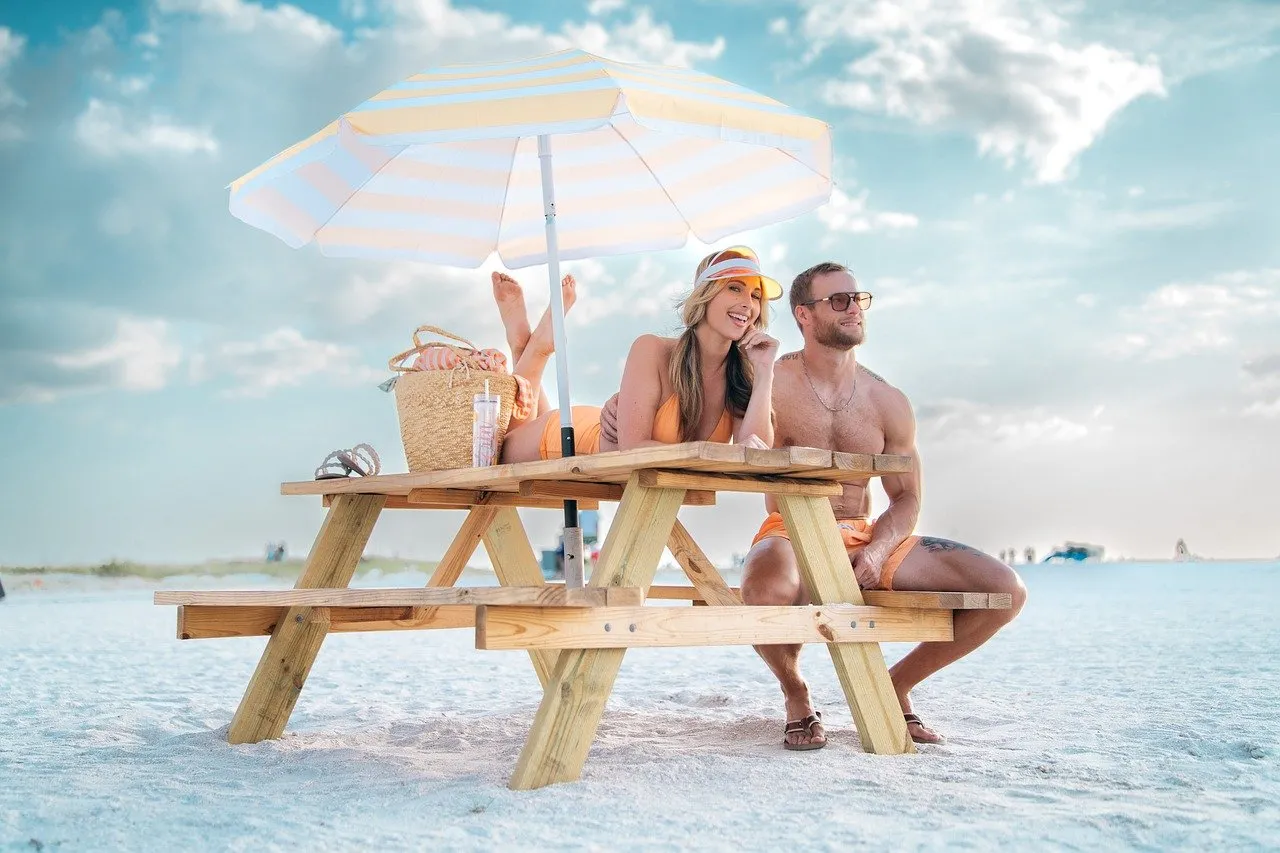 Idyllic Beach Romance: Sunset Picnic for Two