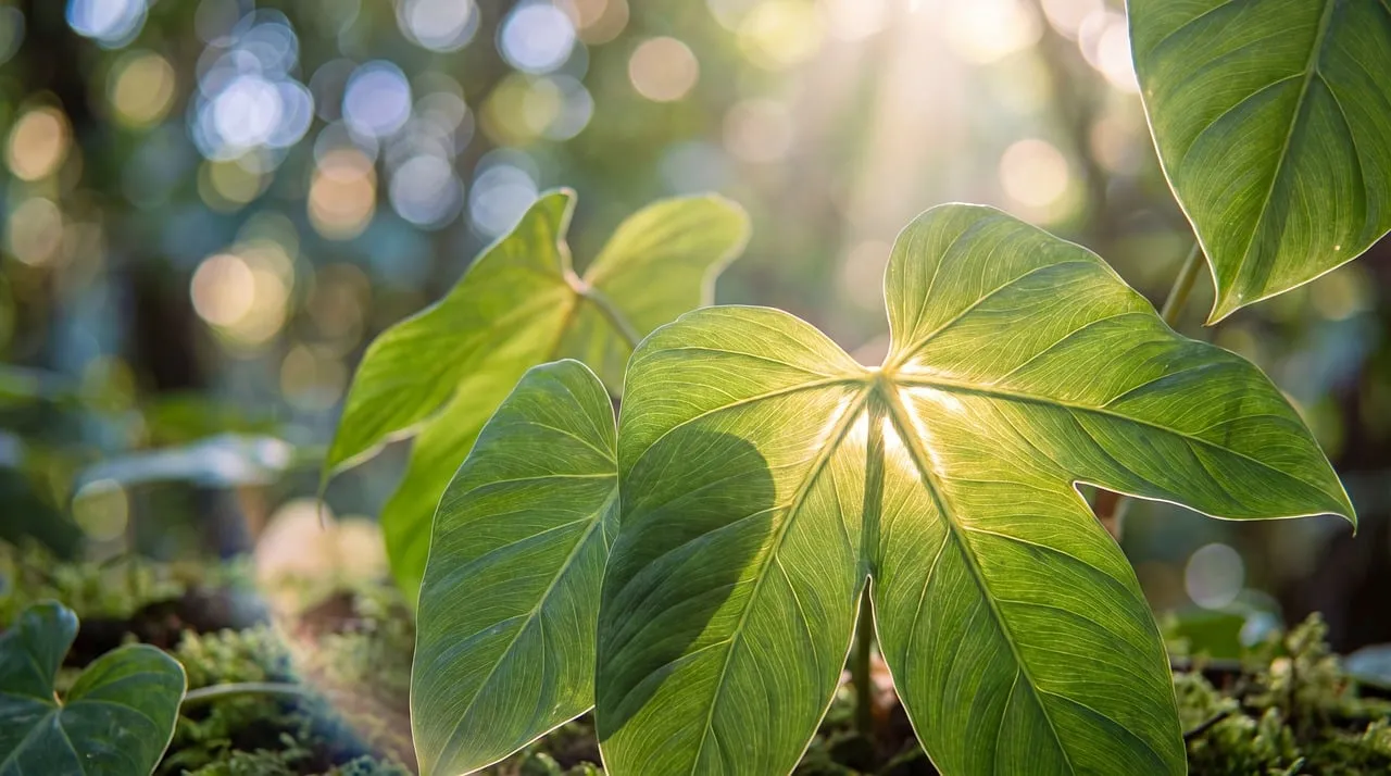 Vibrant Spring Leaves Bathed in Golden Sunlight