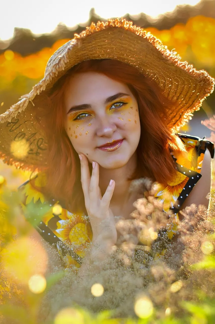 Radiant Young Woman in Sunflower Fields