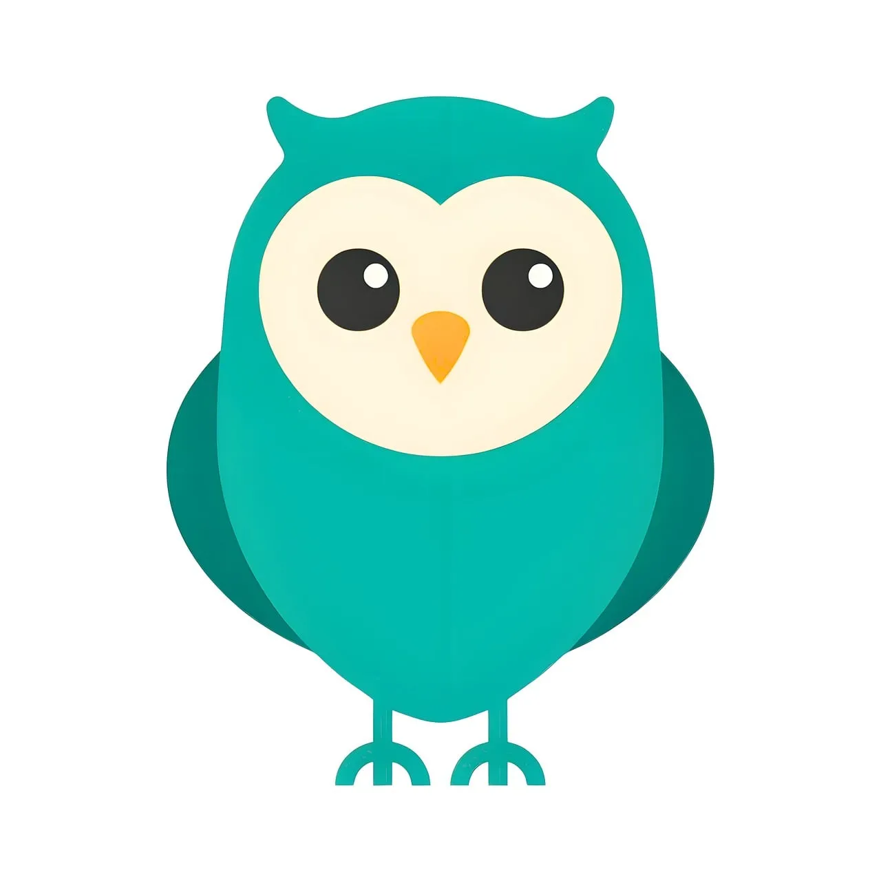 Charming Teal Owl: Cute 2D Digital Art