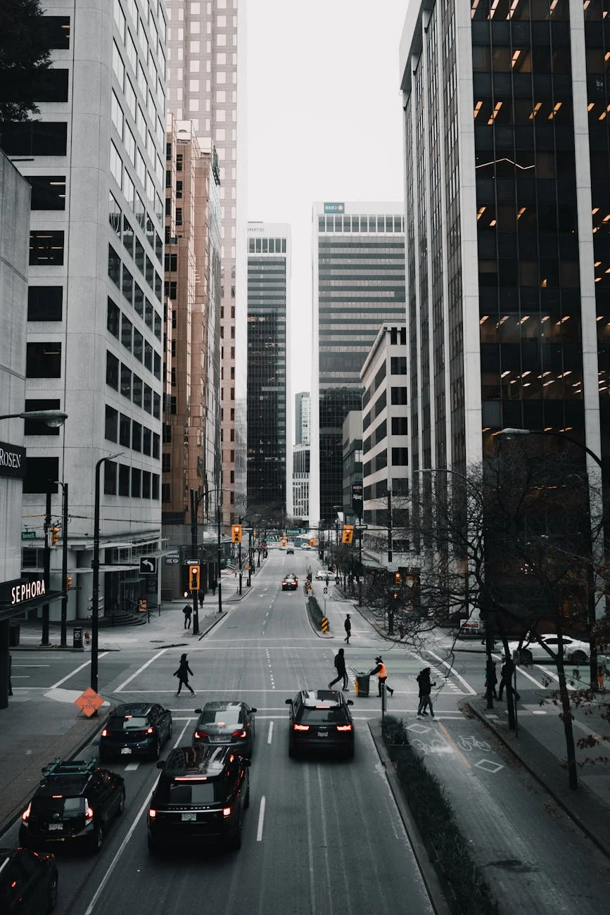 Urban Serenity: Downtown Streets at Dusk