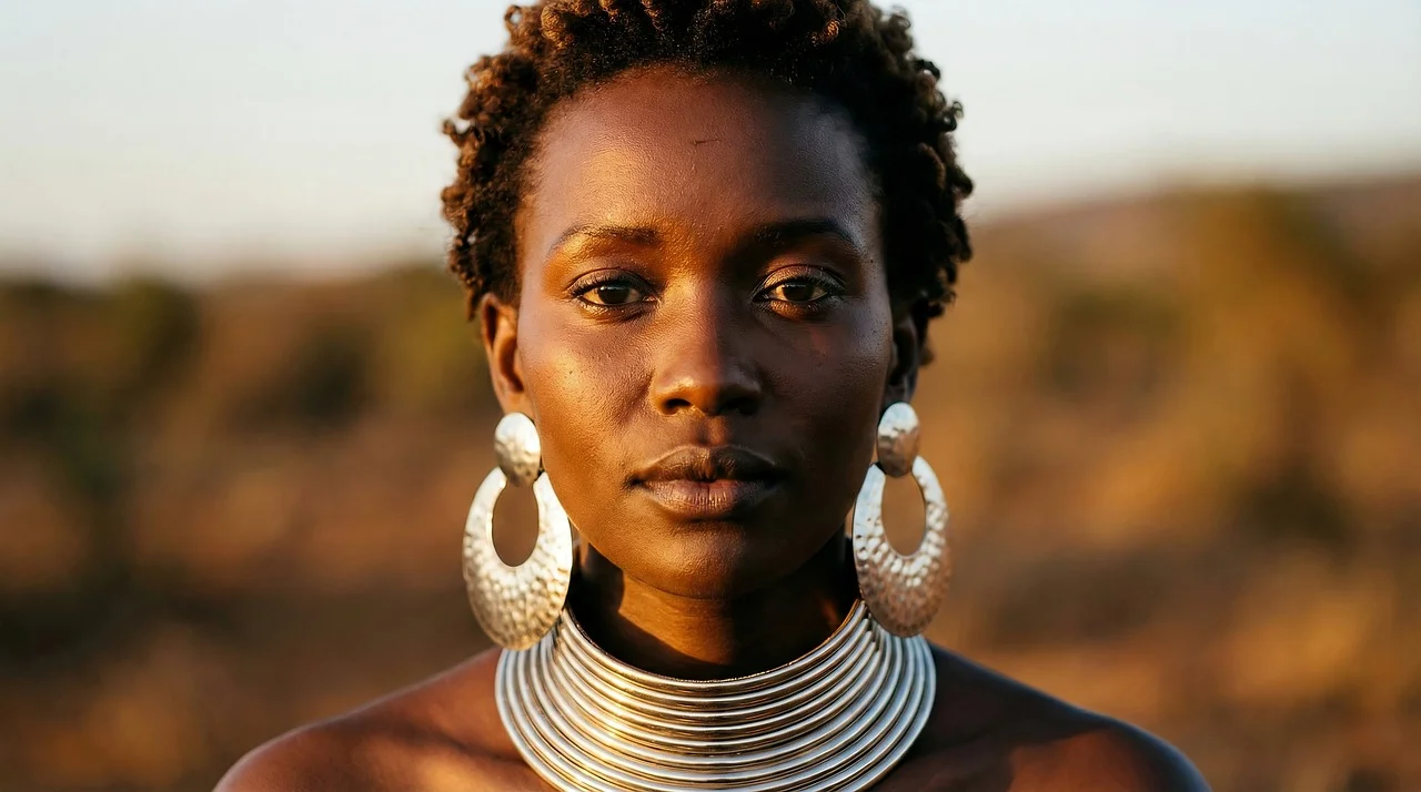 Stunning Kenyan Beauty: Serene Portrait at Sunset