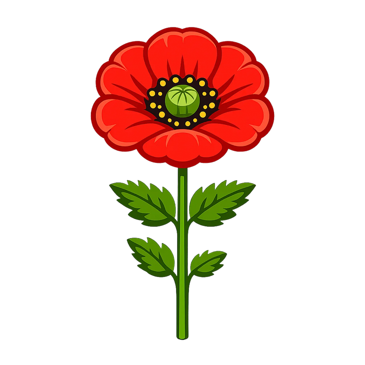 Vibrant Red Poppy: Iconic Spring Flower Illustration