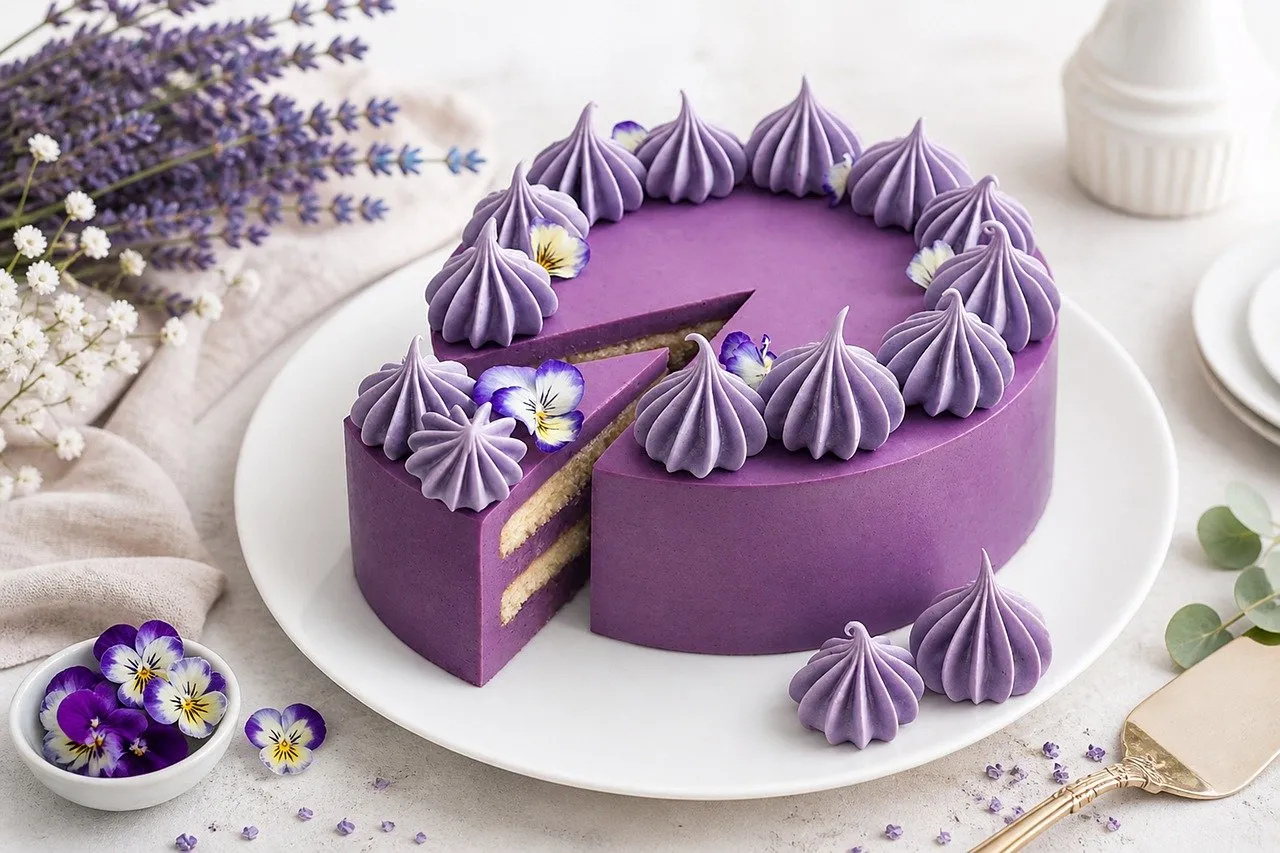 Exquisite Purple Floral Cake: A Slice of Sweet Elegance