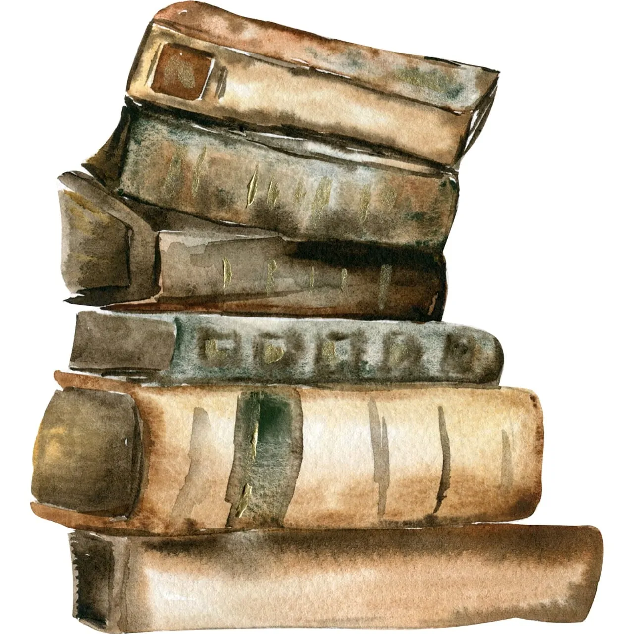 Timeless Watercolor Stack: Vintage Books Art Background