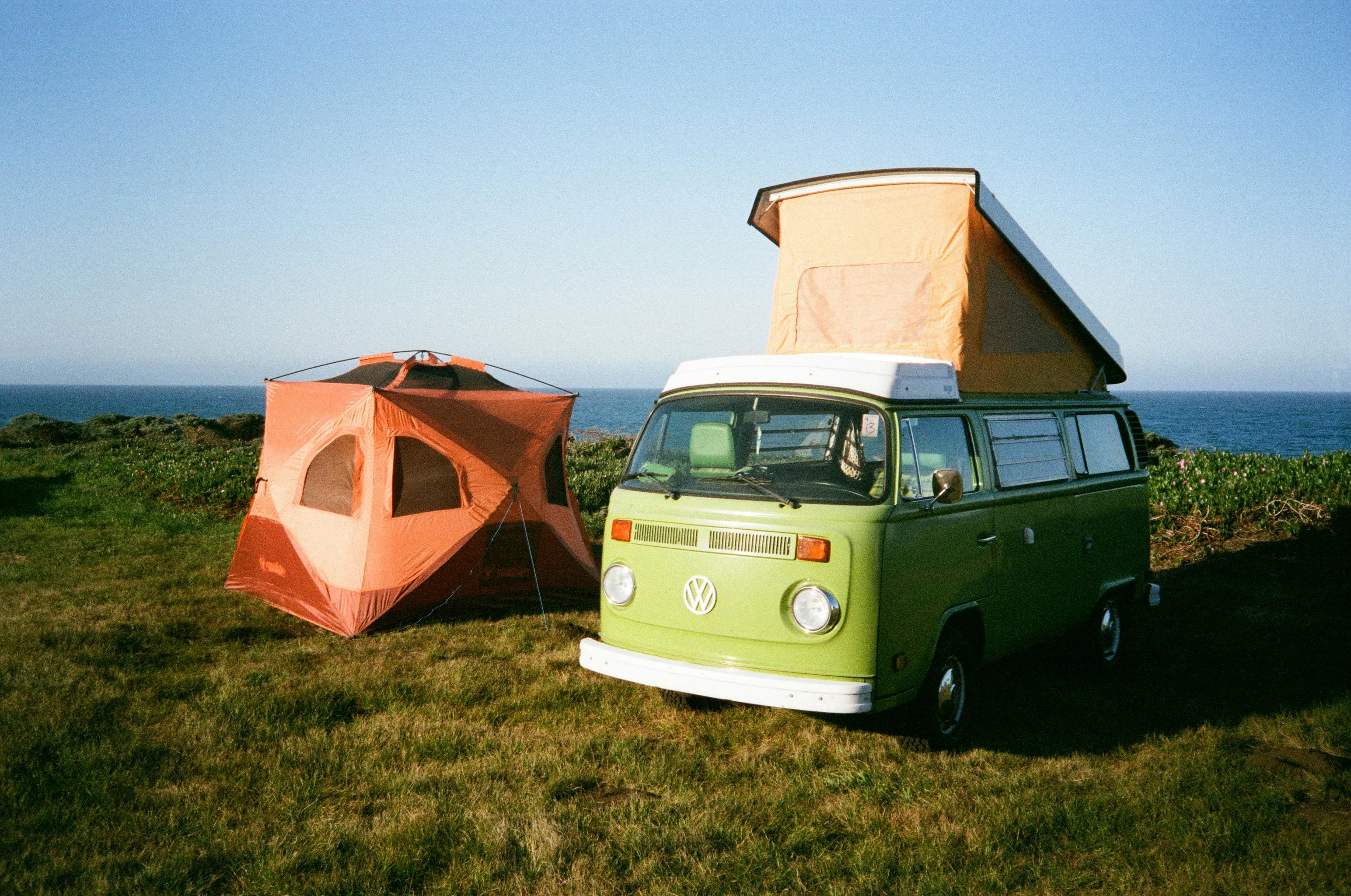 Coastal Freedom: Vintage Camper Van and Tent Adventure