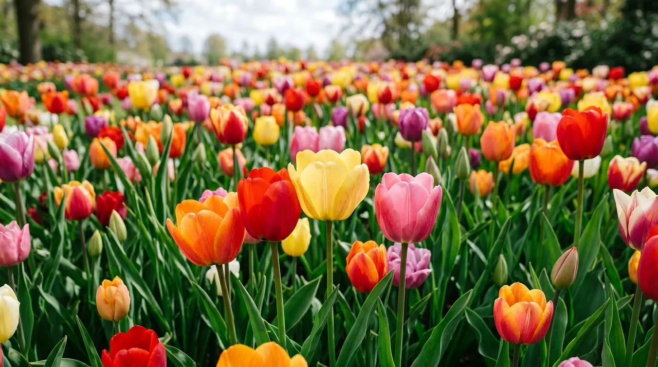 Vibrant Tulip Fields: A Kaleidoscope of Spring Colors
