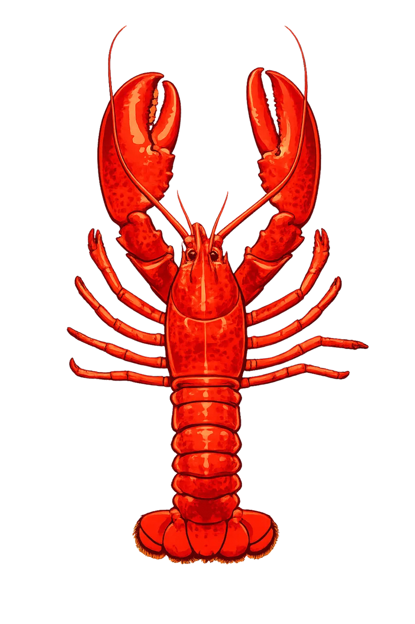 Vibrant Red Lobster Illustration: Ocean's Armored Jewel