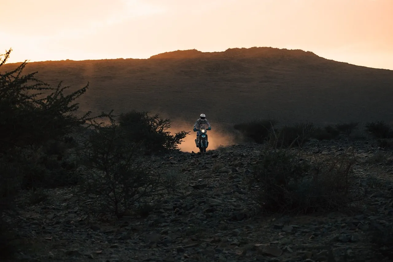 Thrilling Desert Enduro at Fiery Sunset
