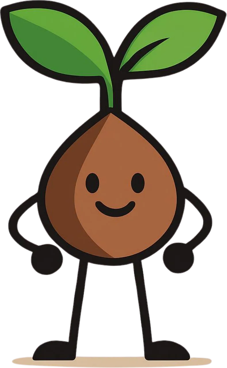 Charming Seed Sprout Mascot: Growth and Positive Thinking