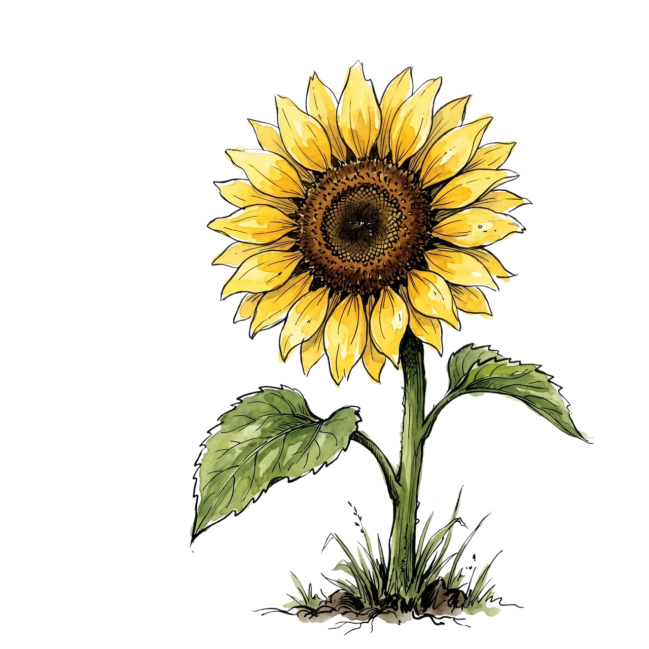 Vibrant Watercolor Sunflower on Dark Background