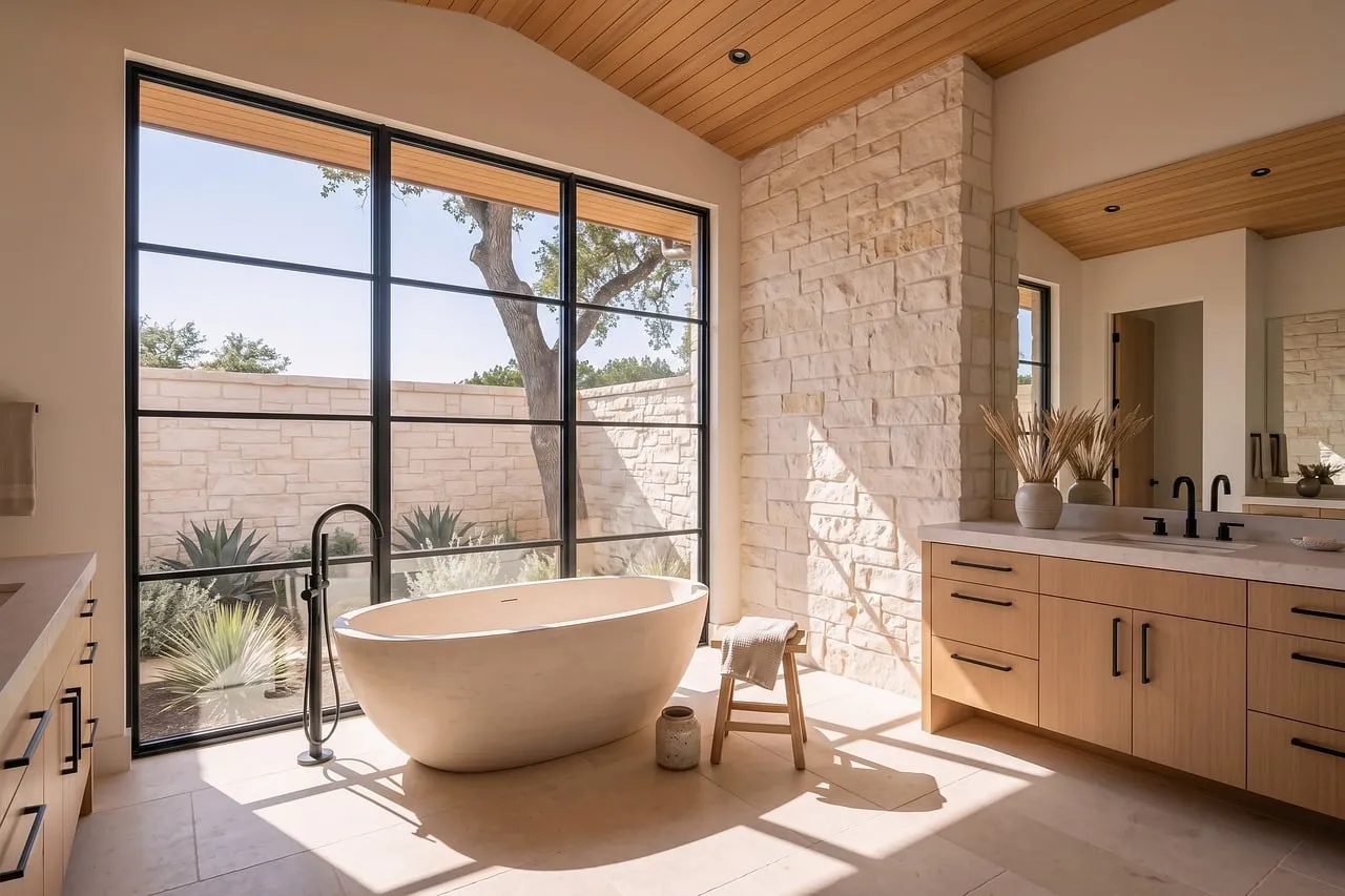 Zen Luxury: Freestanding Bathtub in a Serene Spa Bathroom