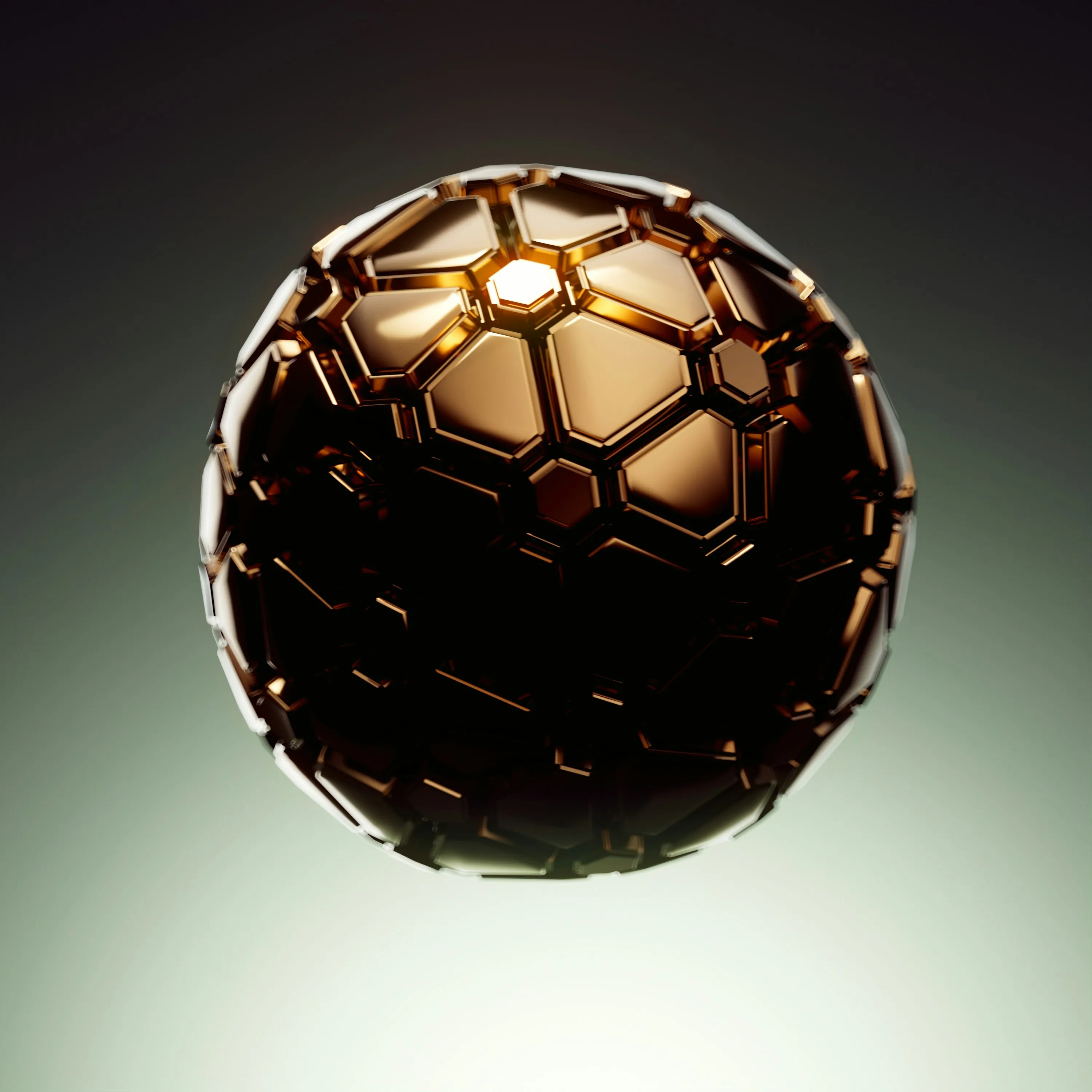 Stunning Golden Geometric Sphere: A Futuristic 3D Render