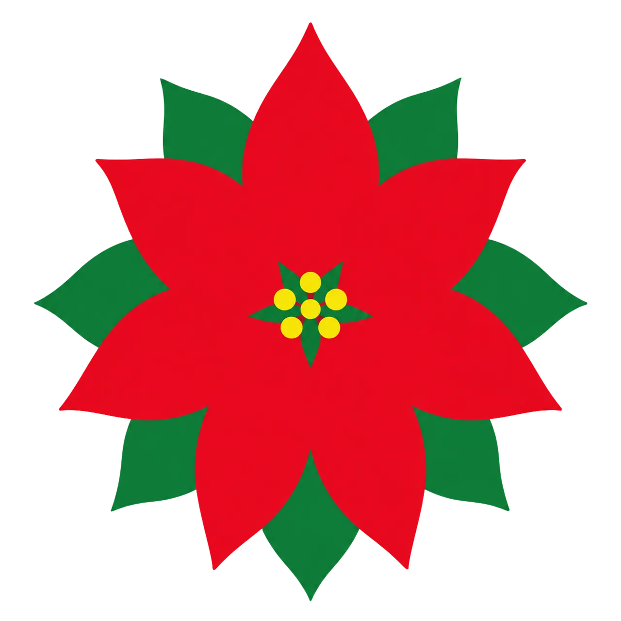 Vibrant Minimalist Poinsettia: Iconic Christmas Floral Illustration