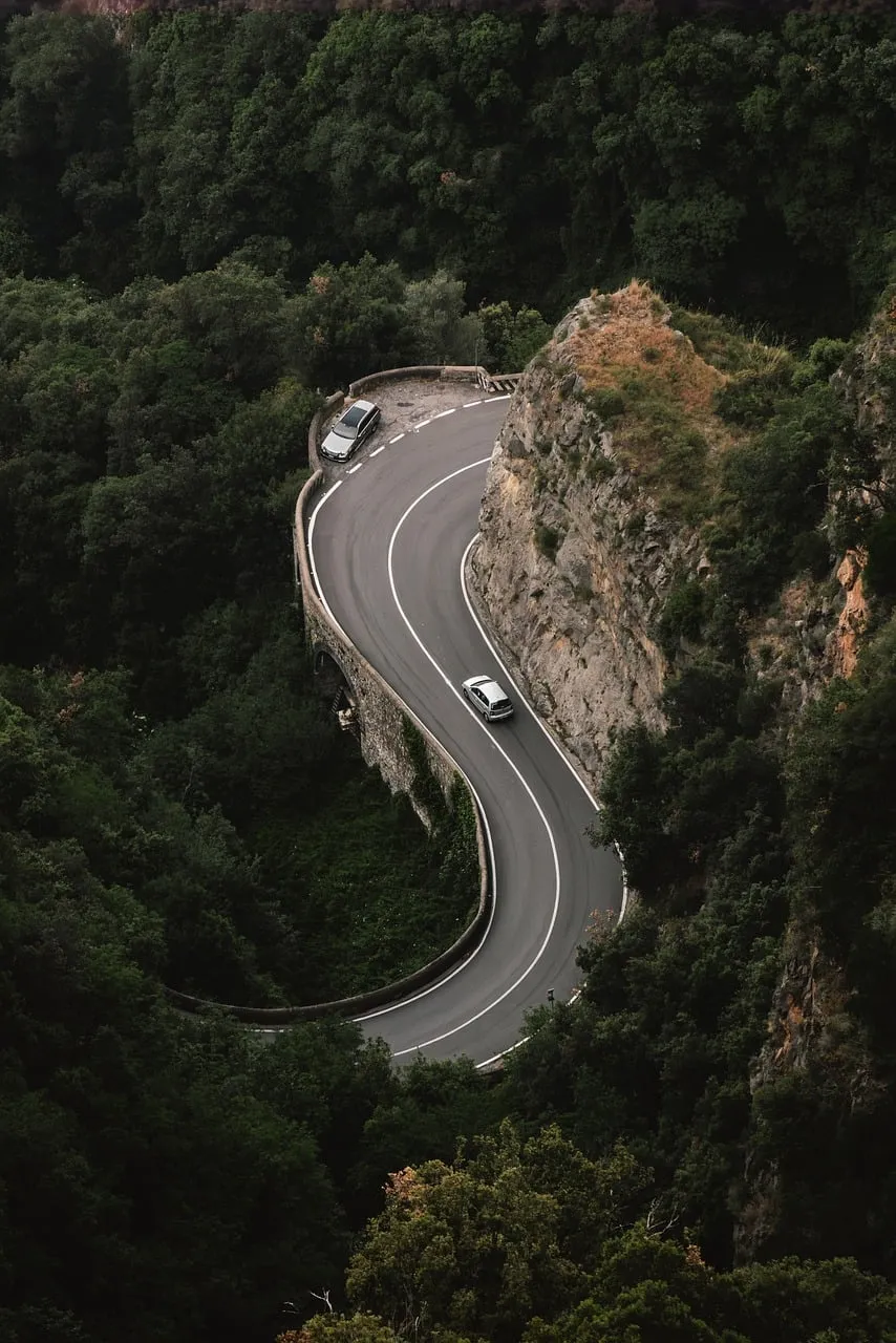 Breathtaking Mountain Road: A Serpentine Drive Through Nature's Embrace