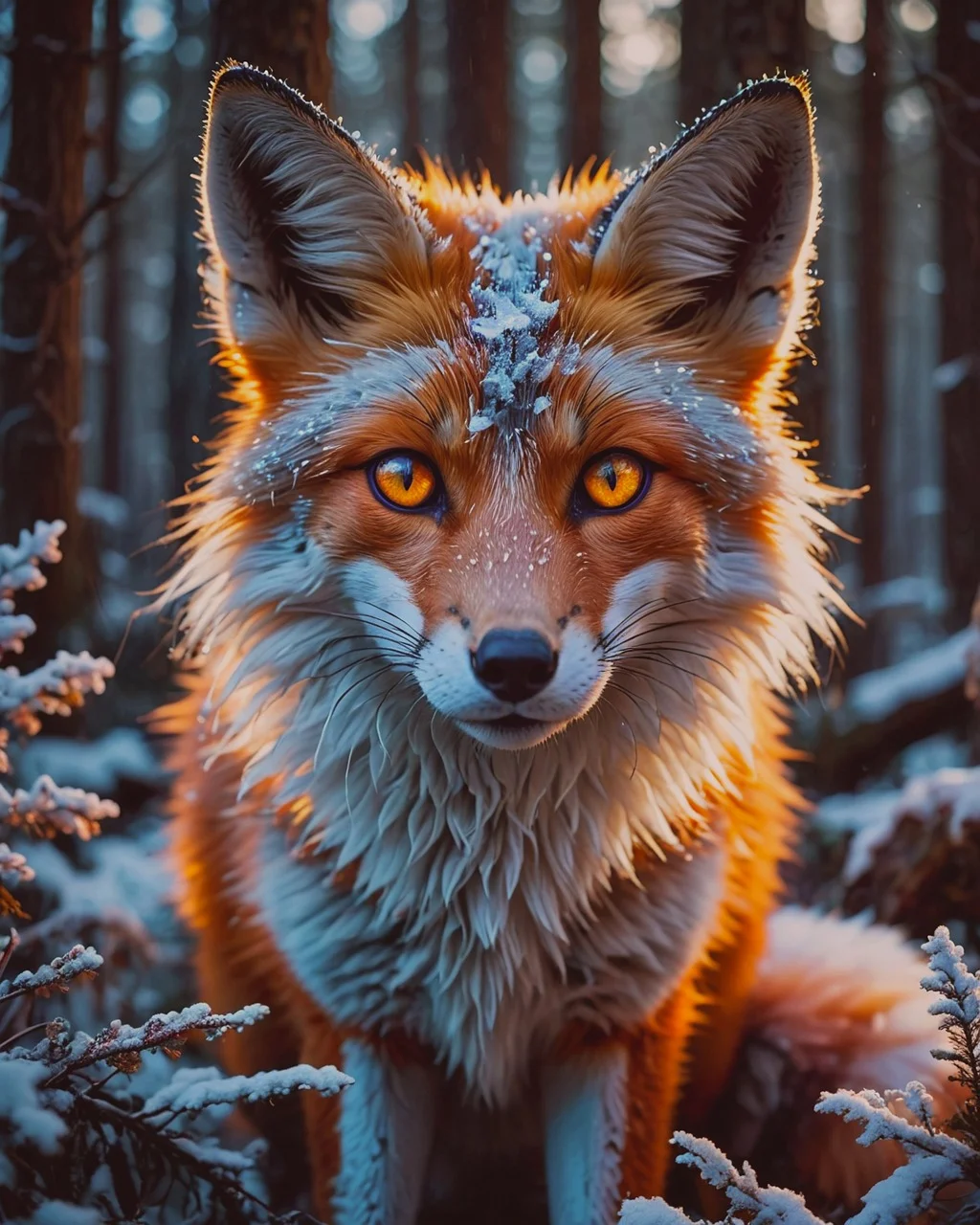 Enchanting Gaze: A Majestic Fox in Winter Wonderland
