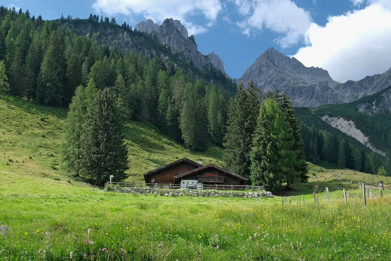 Breathtaking Alpine Retreat: Rustic Cabin Amidst Majestic Peaks