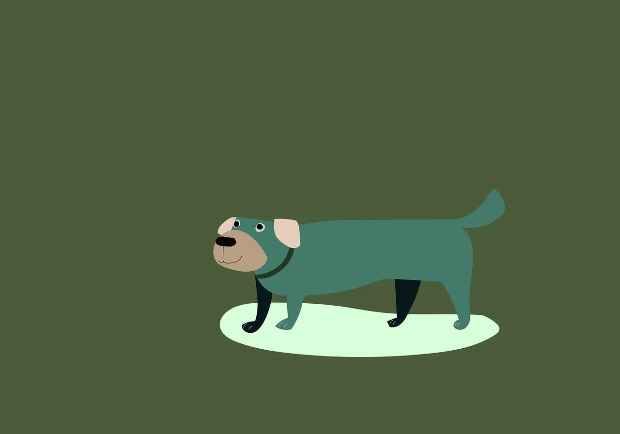 Minimalist Green Dog: Charming Cartoon Pet Design