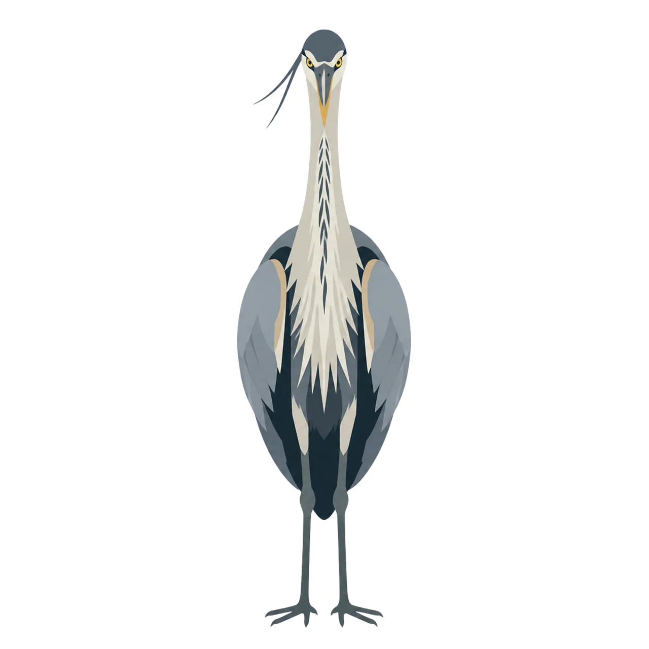 Stunning Stylized Great Blue Heron: Elegant Wildlife Illustration