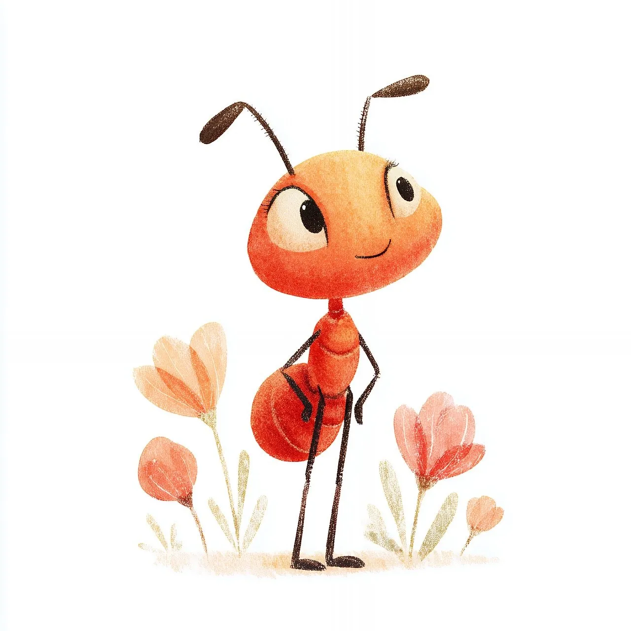 Charming Cartoon Ant Amidst Spring Blooms