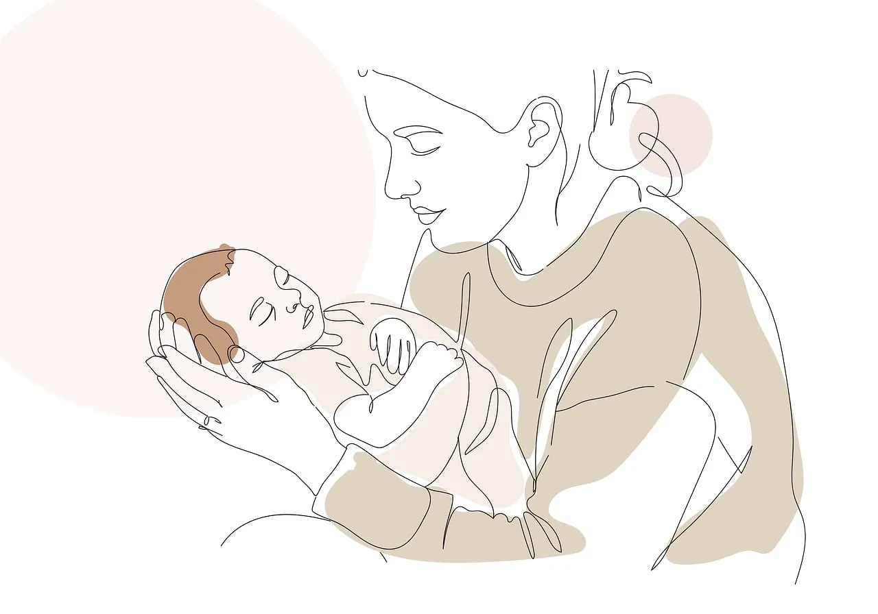 Minimalist Boho Motherhood: A Tender Line Art Embrace