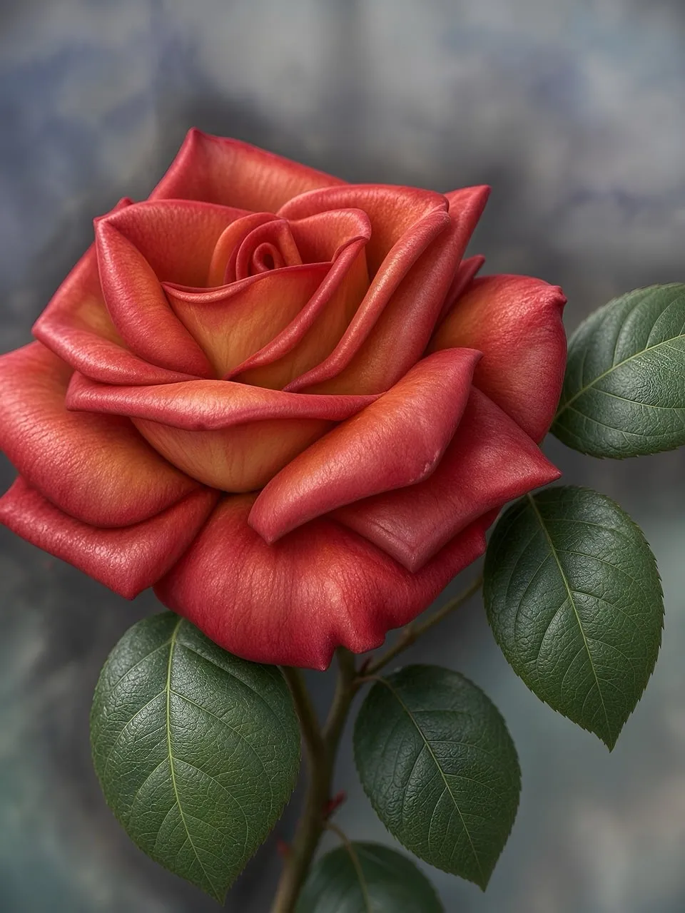 Vibrant Red Rose Blossom: A Symbol of Elegant Solitude
