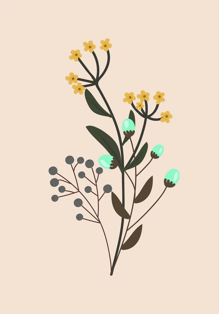 Vibrant Boho Floral: Yellow Flowers & Mint Buds