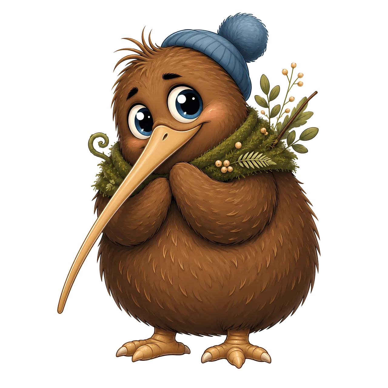 Charming Kiwi Bird: Adorable & Humorous Character Illustration