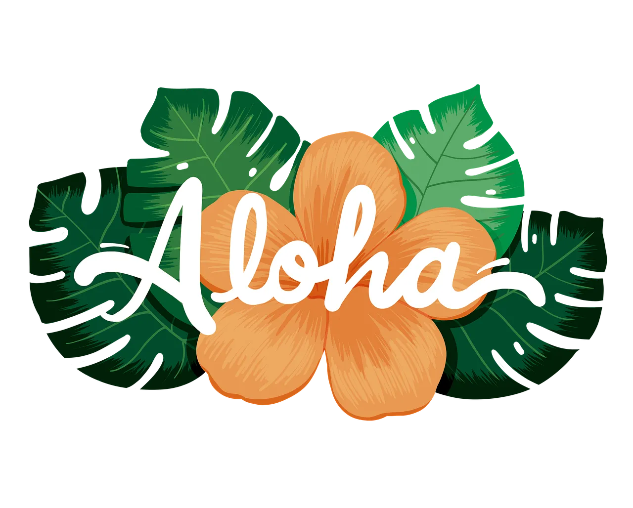Vibrant Aloha Tropical Summer Flower and Leaf Design