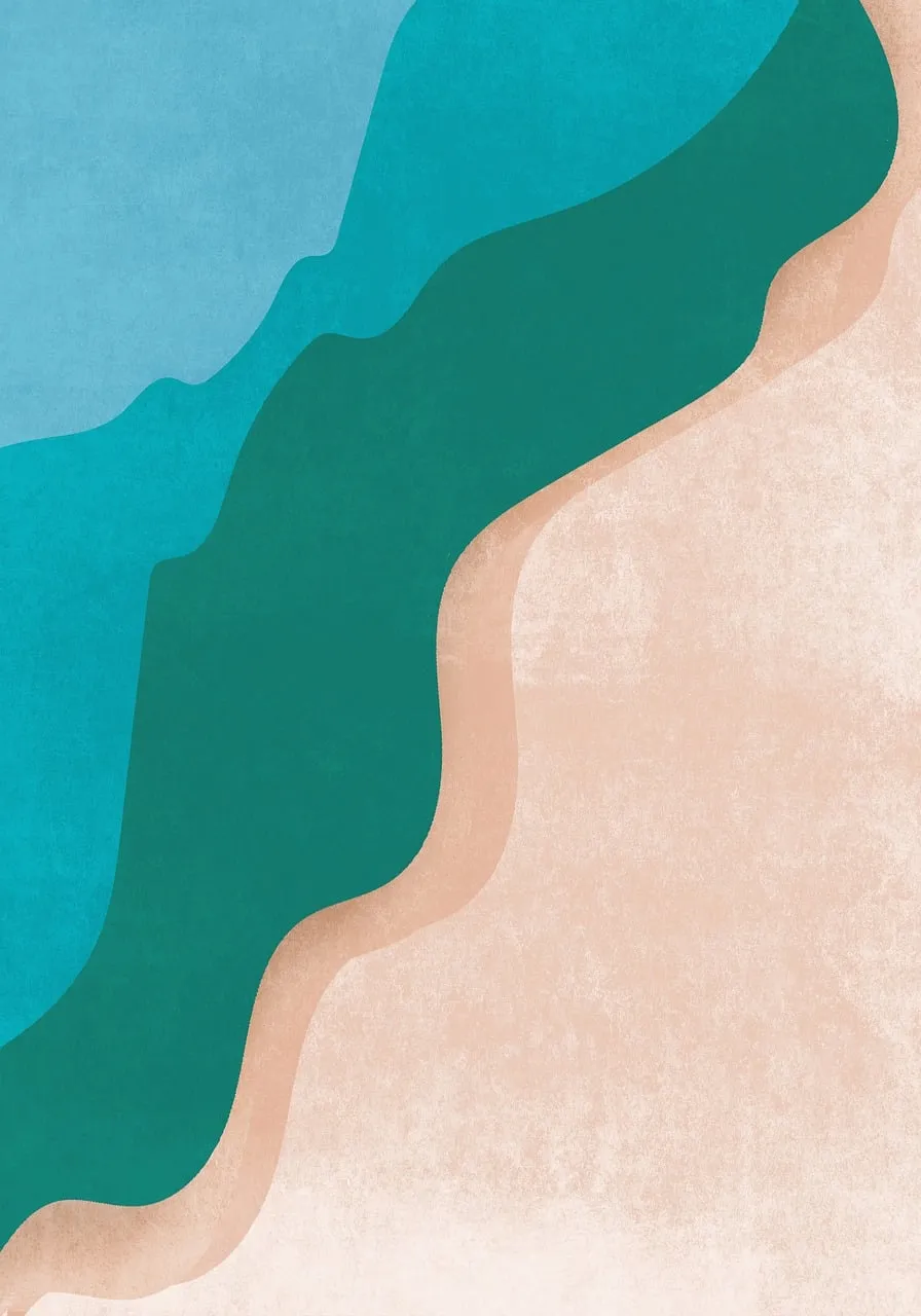 Minimalist Boho Beach: Serene Ocean Landscape Drawing