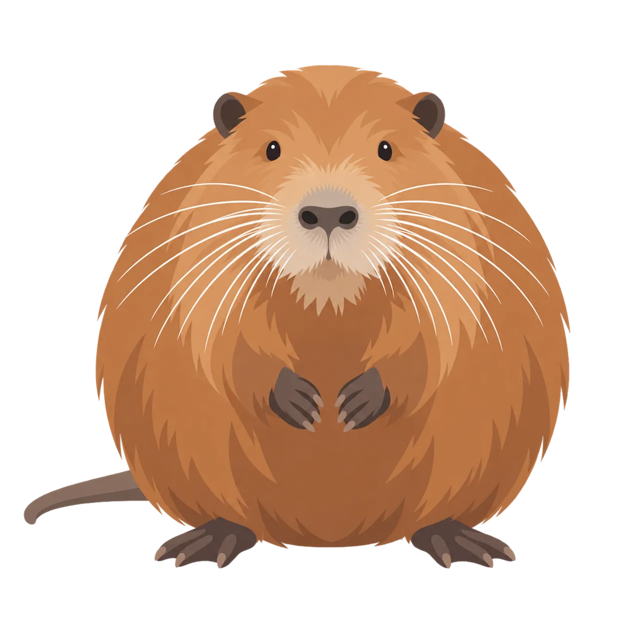 Charming Nutria Illustration: A Cute Rodent in Cartoon Style