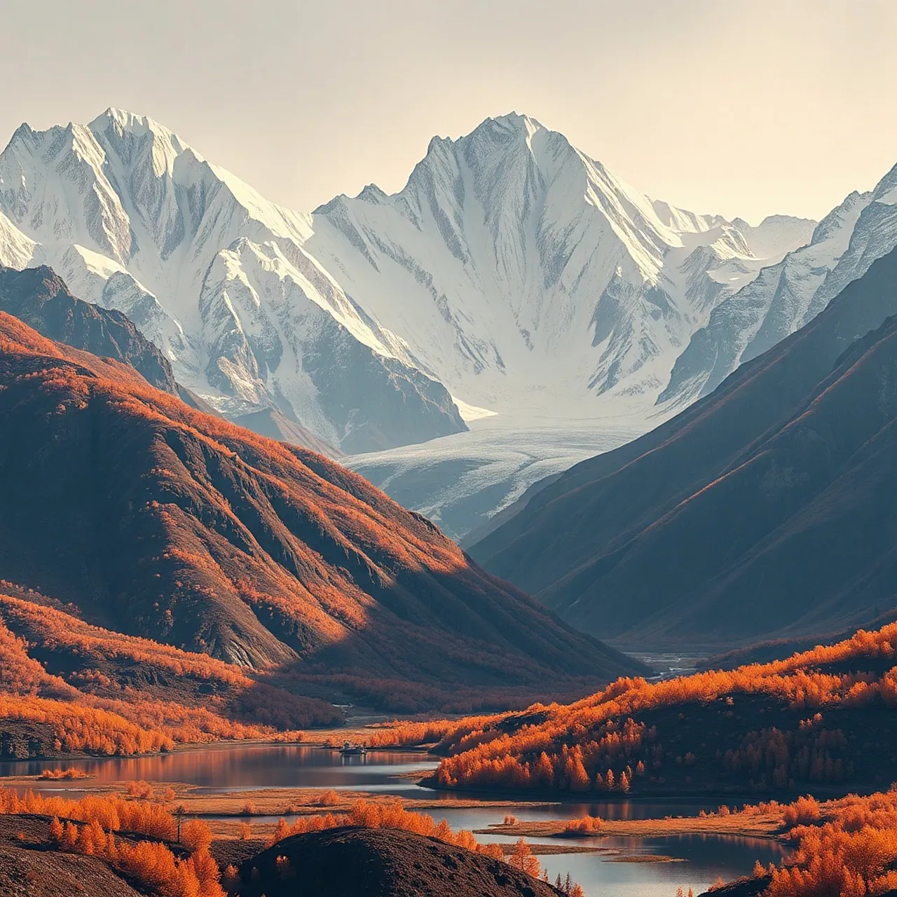 Breathtaking Autumn Alps: Golden Hour Glory & Reflective Lake