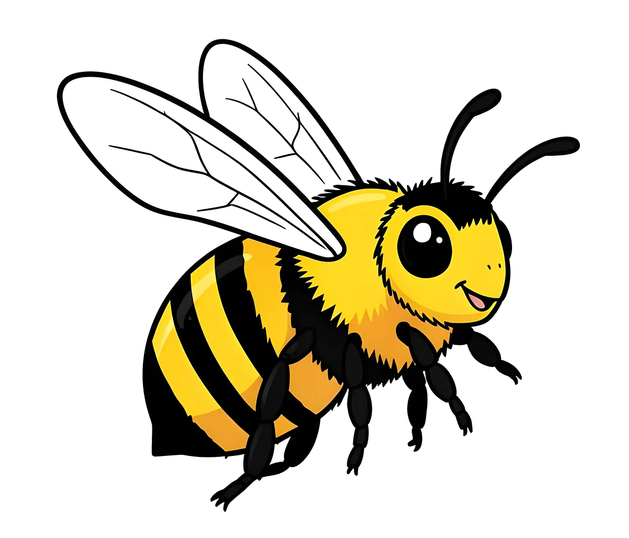 Adorable Cartoon Bumblebee: Fuzzy Insect Illustration