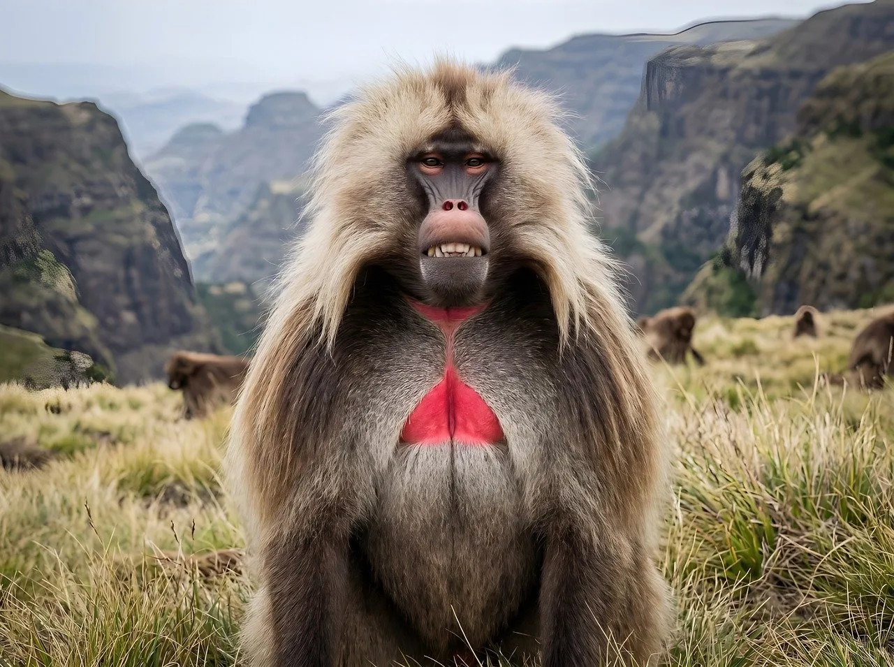 Majestic Gelada Baboon Portrait: Ethiopian Highlands Wildlife