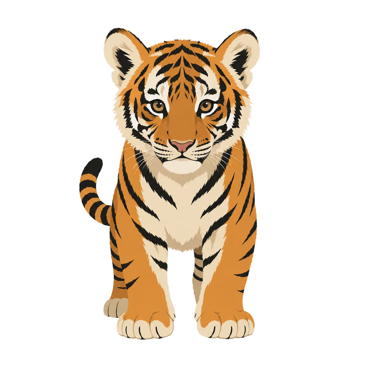 Adorable Tiger Cub Illustration: Majestic and Playful