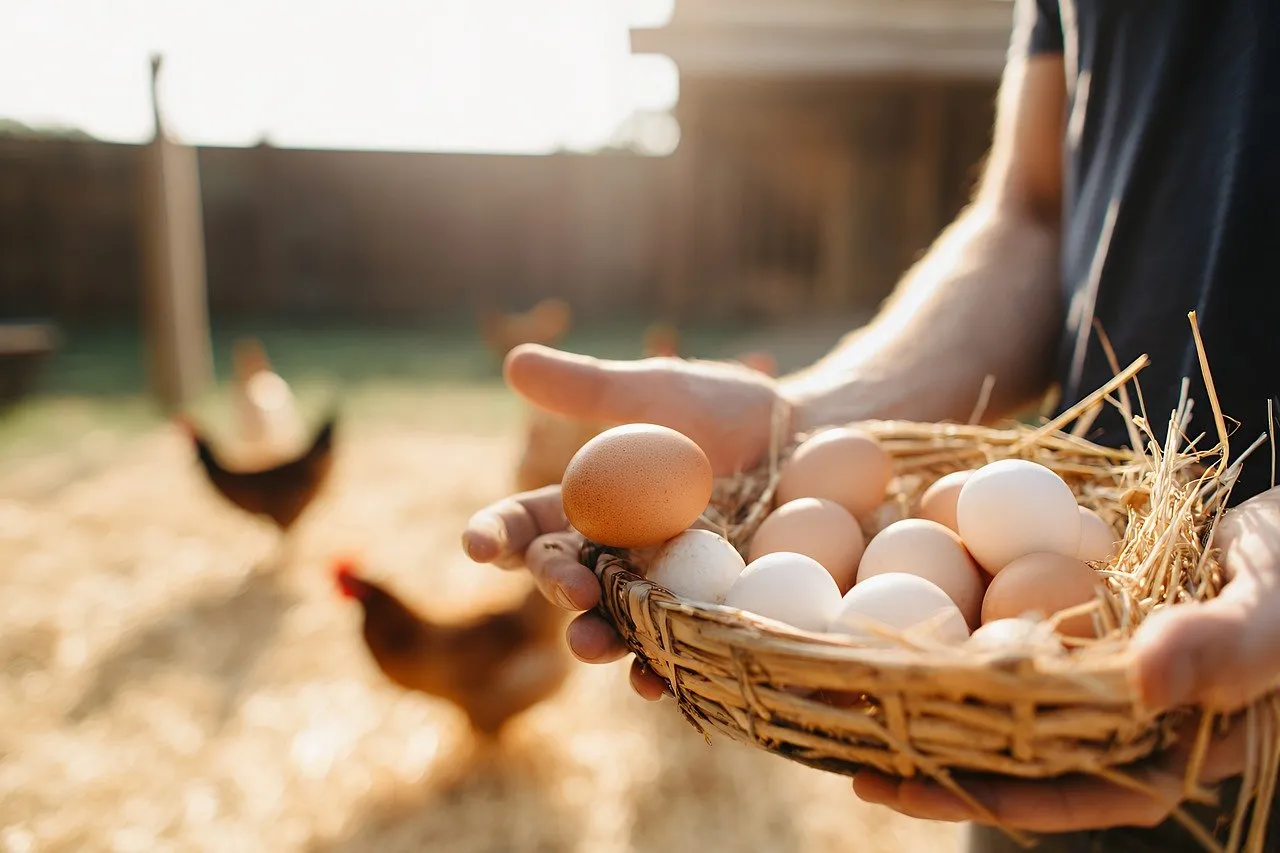 Golden Harvest: Fresh Organic Eggs from the Farm