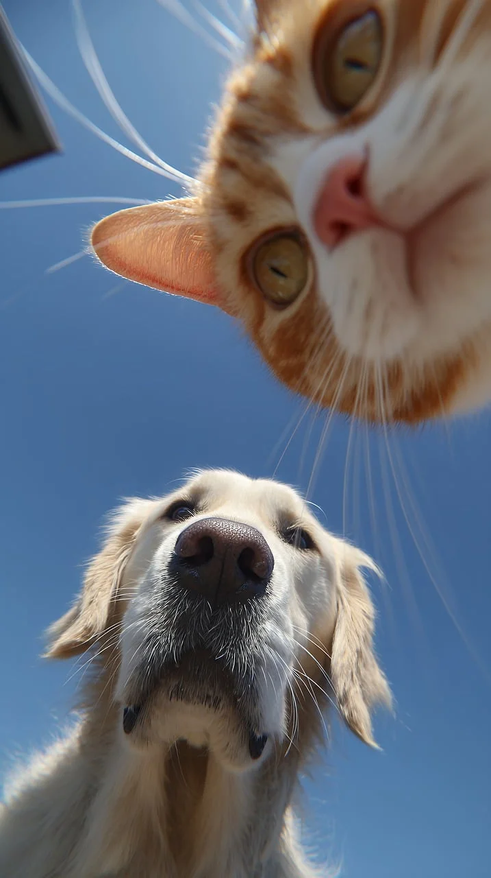 Adorably Amused: A Cat and Dog's Sunny Friendship