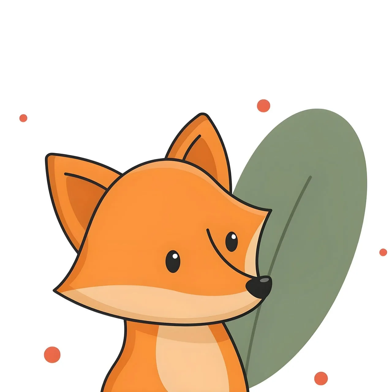 Charming Cartoon Fox: Minimalist Nature Art