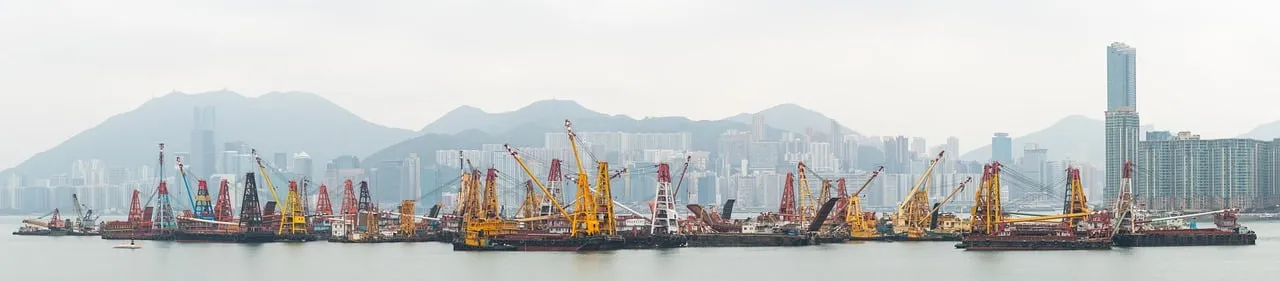 Industrial Panorama: Hong Kong Harbor's Urban Grit