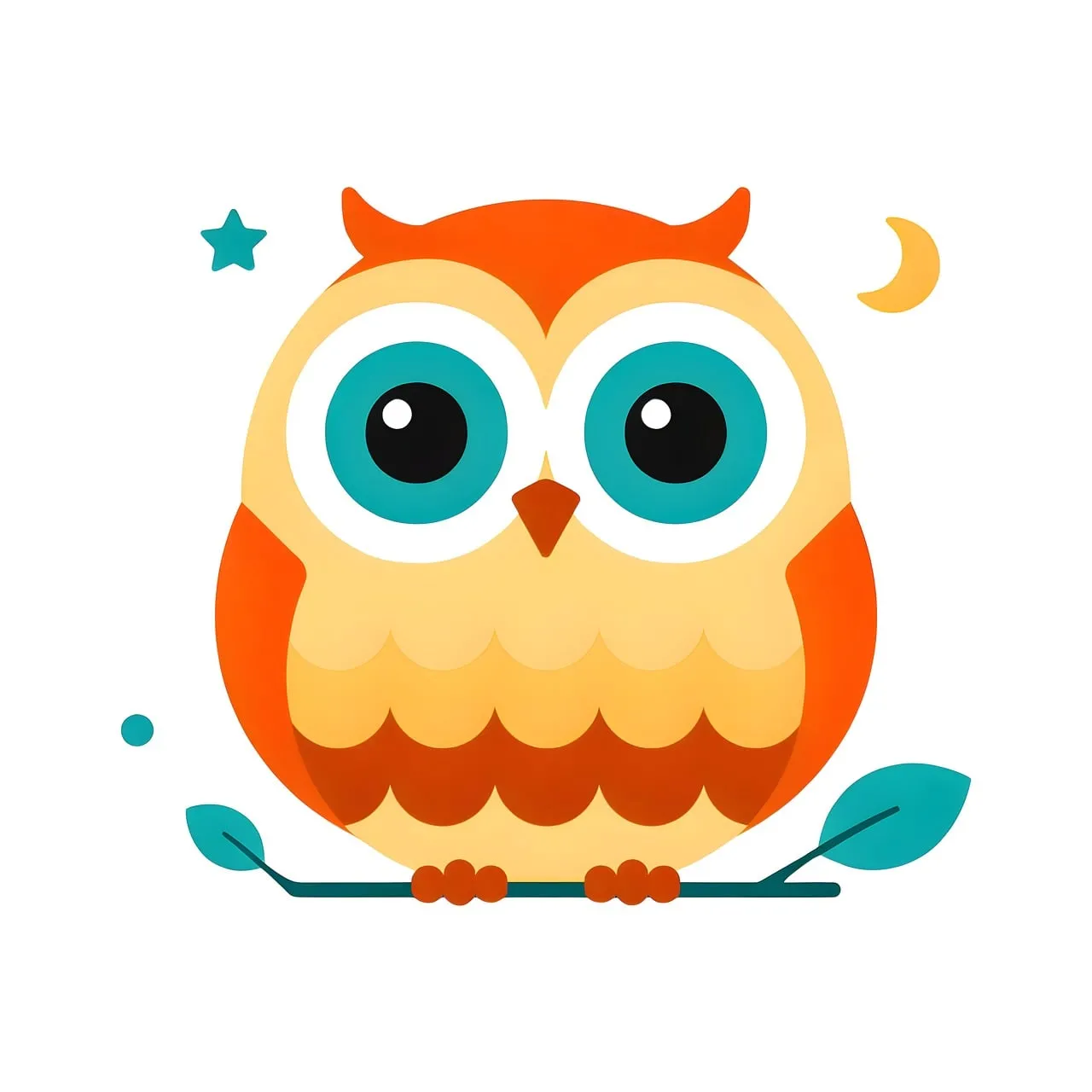 Charming Cartoon Owl: A Whimsical Night Sky Companion