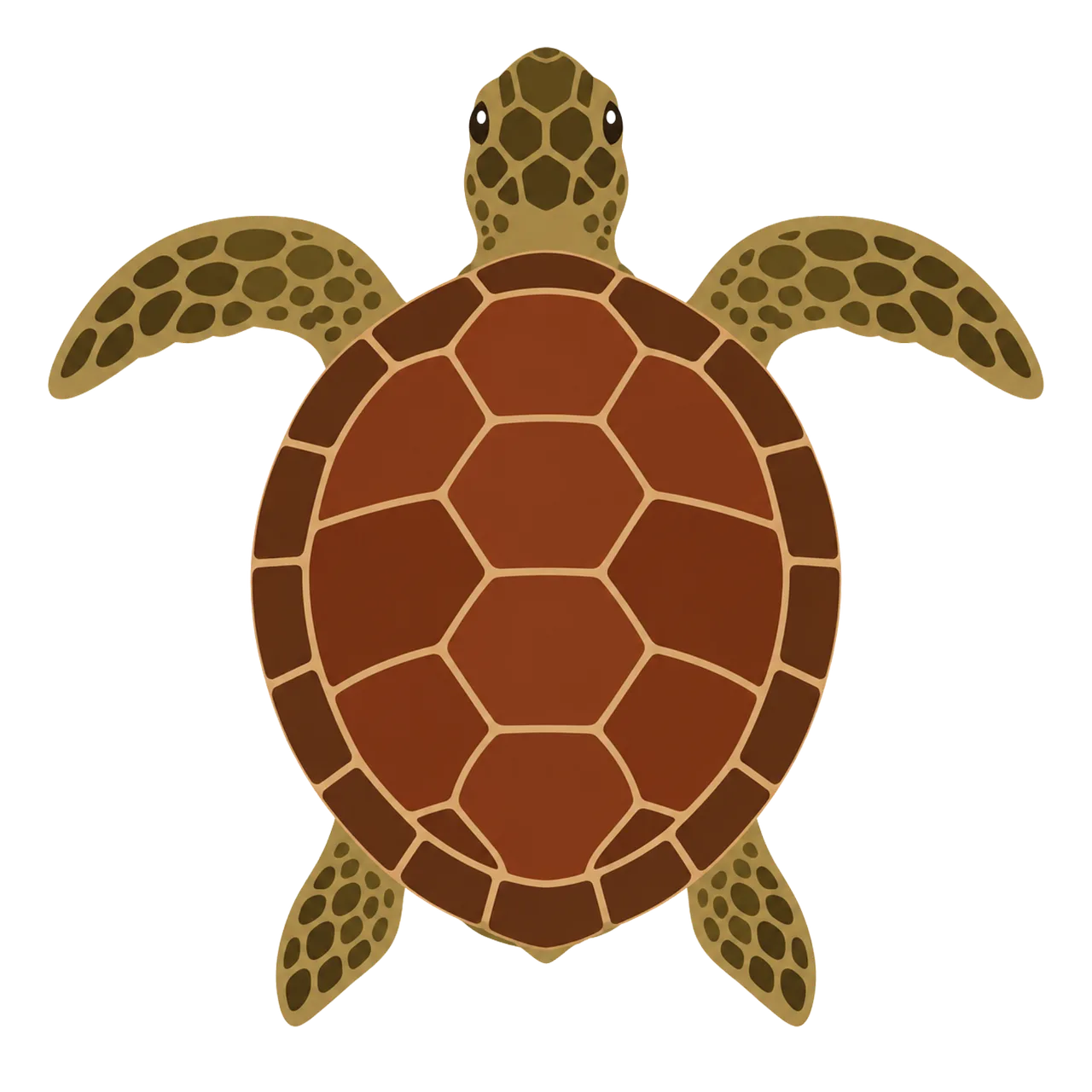 Charming Cartoon Sea Turtle: Top-Down Ocean Wildlife Mascot