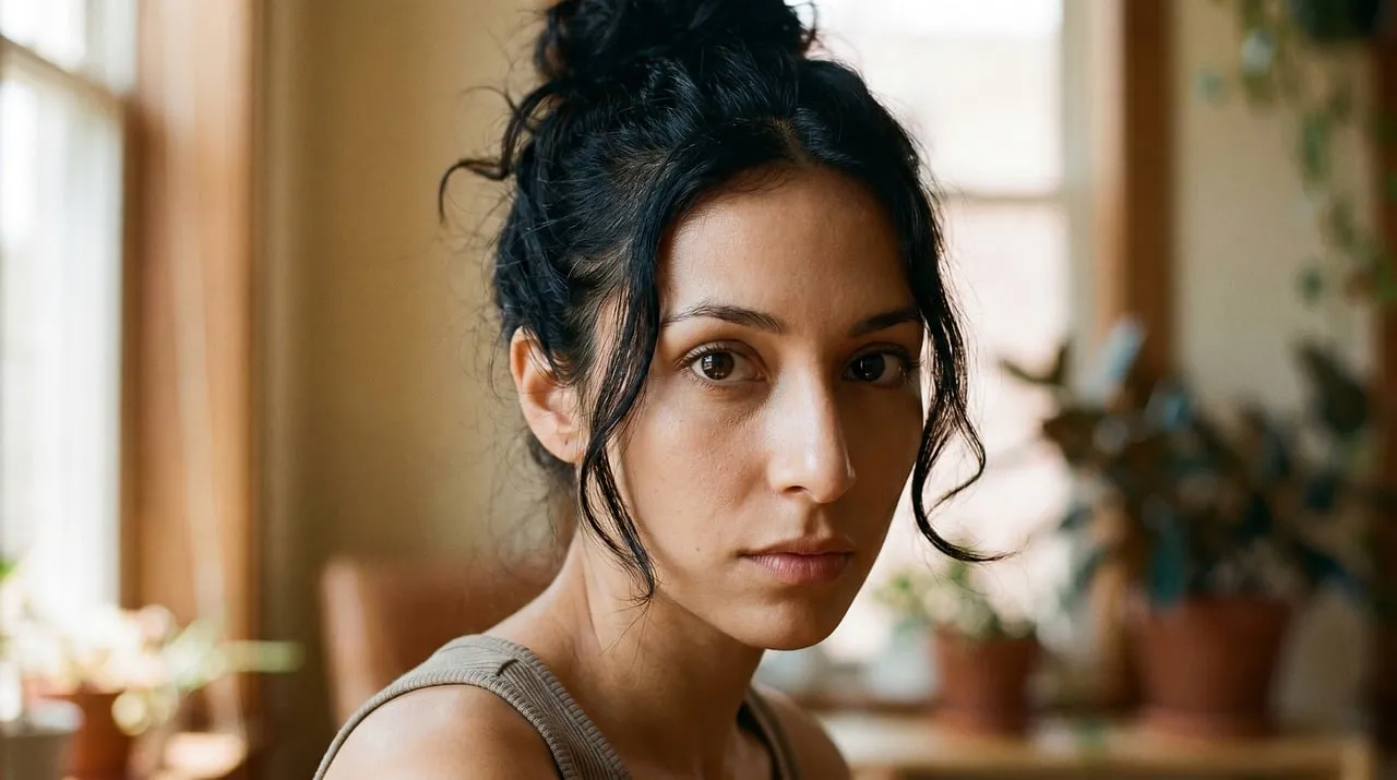 Captivating Gaze: Serene Woman in Natural Light Portrait