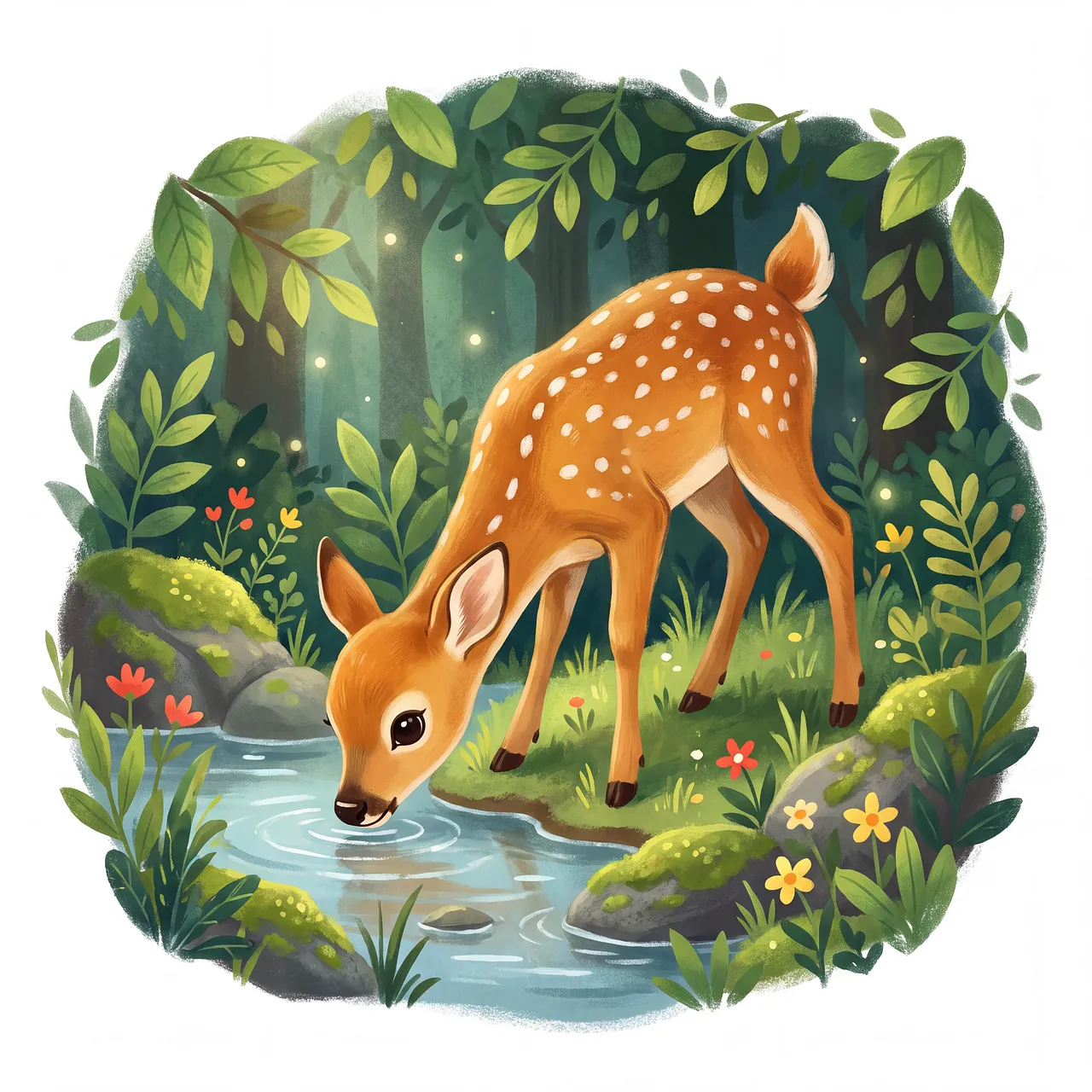 Enchanting Fawn: A Woodland Stream Serenity