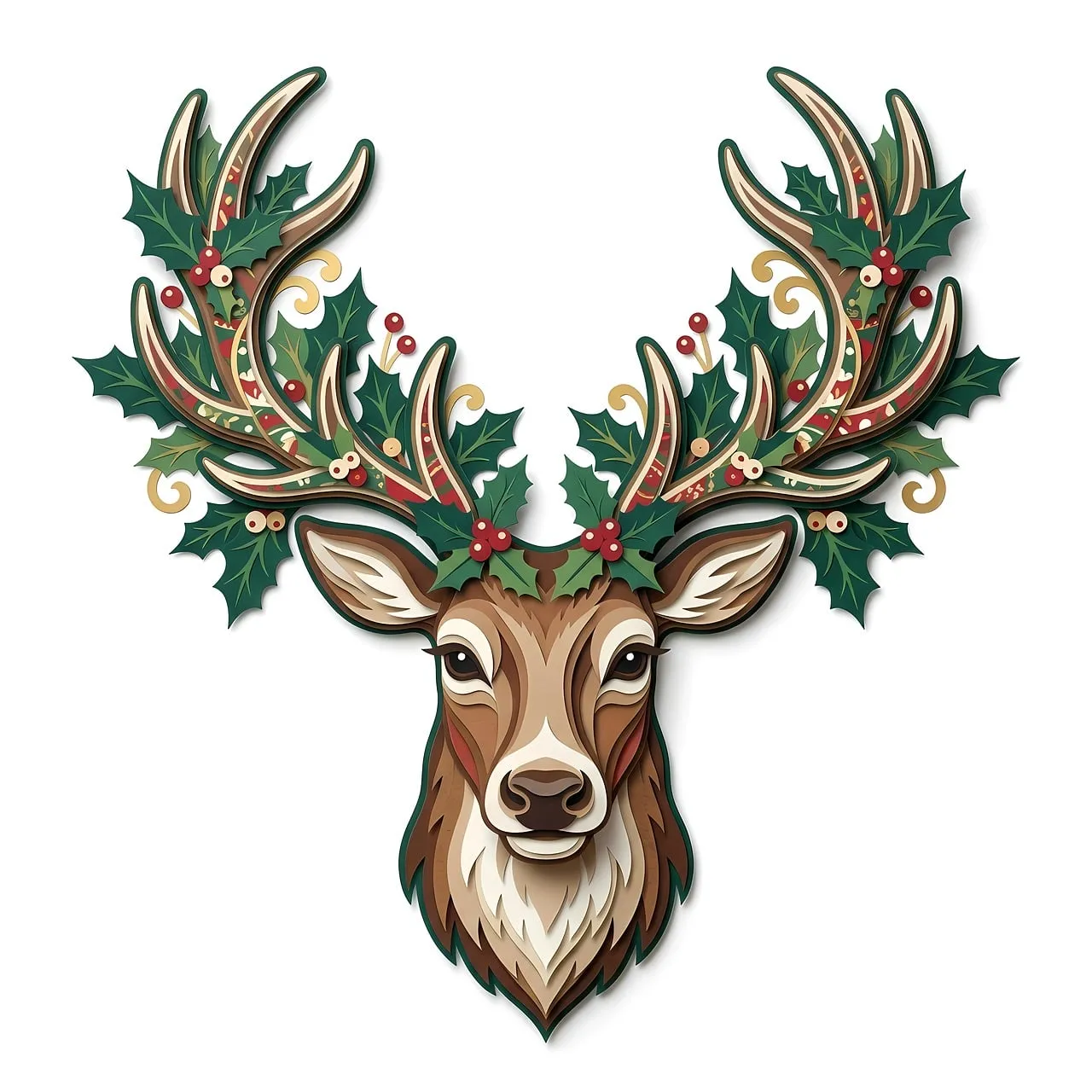 Enchanting Christmas Reindeer: Festive Wildlife Illustration